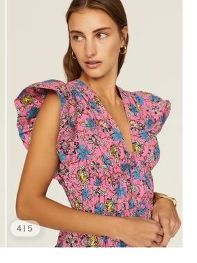 DEREK LAM 10 
Roselyn Ruffled
Floral-print Cotton pink blouse 
$350 spring